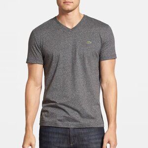 Lacoste Regular Fit Pima Cotton Jersey V-Neck T-Shirt Gray Short Sleeve M